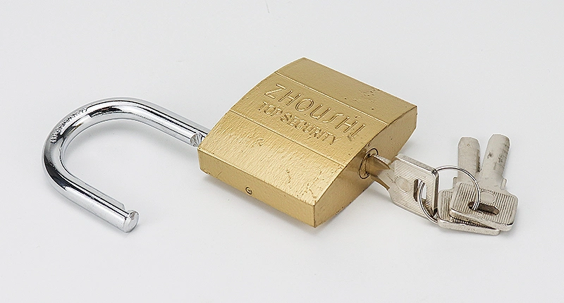 Safety Security Custom Logo Rectangular Waterproof Padlock Dual-Line Imitate Copper Brass Atom Padlock